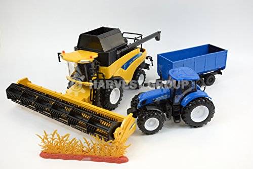 Модель комбайна 1/32 New Holland CR9090 в комплекті із трактором і прицепом